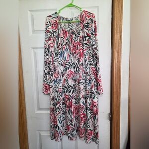 LuLaRoe Long Sleeve Dress with Red and Black Floral Pattern